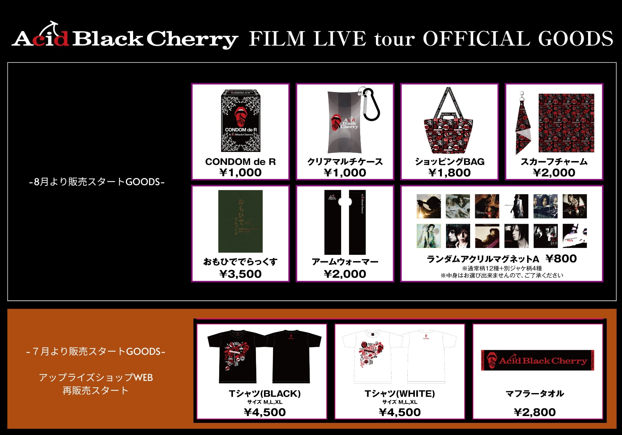 Acid Black Cherry　グッズ 美品、匿名配送】Acid Black Cherry ライブグッズ等13点セット